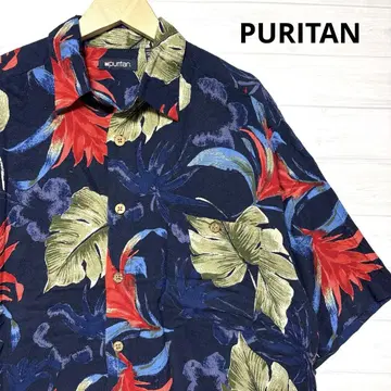 PURITAN 퓨리탄 네이비 택 90's 레귤러 카라 셔츠 알로하