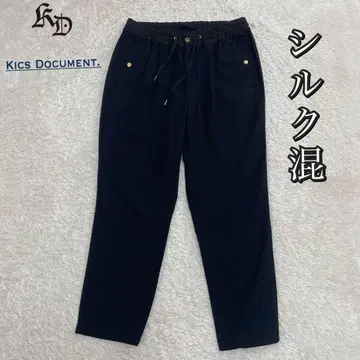 KIKS DOCUMENT 개더 팬츠 실크 혼방 슬랙스 블랙 M 검정