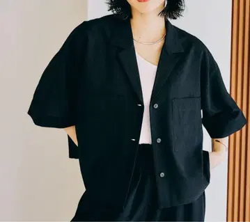 렙심 오픈 카라 숏 5부 소매 셔츠
