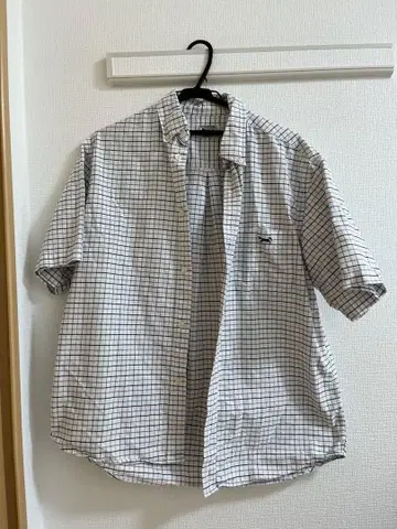 여우 체크 무늬 반팔 셔츠
