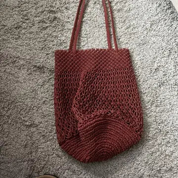 TheBagmati 손뜨개질 빨간색 바스켓백