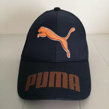 PUMA 네이비 캡 오렌지 로고 자수