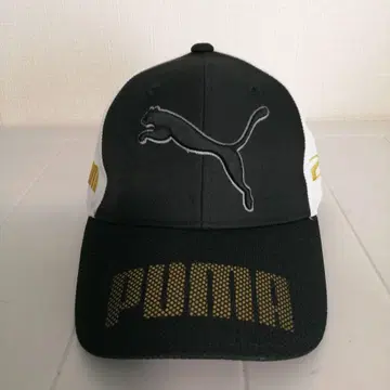 PUMA 로고 자수 캡 블랙/화이트