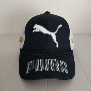PUMA 로고 자수 캡 네이비/화이트