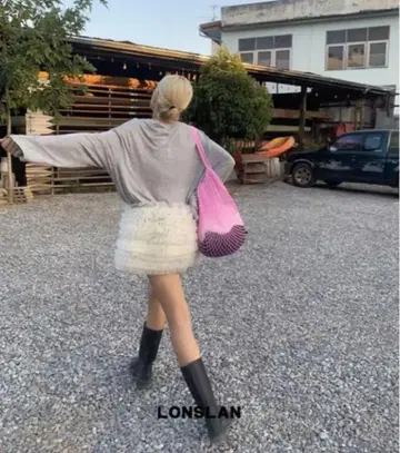 LONSLAN 층 프릴 미니 스커트 화이트