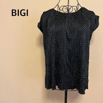 BIGI 도트 무늬 반팔 상의/블랙/검정/튜닉/도트