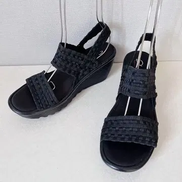 미사용급 SKECHERS 샌들 웨지솔 밴딩 스트랩 경량 24