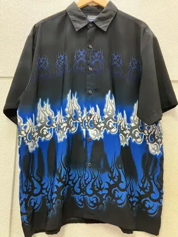 EXTREAME GEAR 프레임 반팔 셔츠 올 패턴 파이어 패턴 XL