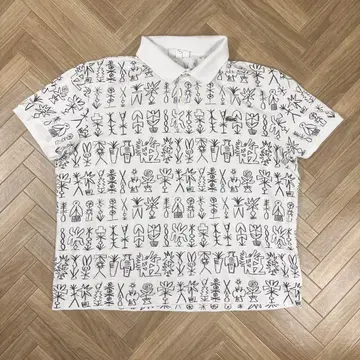 라코스테 반팔 피케 셔츠 LACOSTE 화이트 올 패턴 사이즈 7 XXL