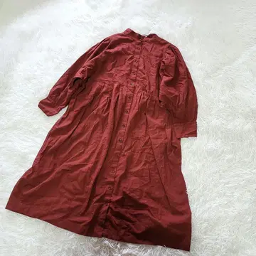 tukuroi 노카라 셔츠 원피스 선밸리 마면 린넨 혼방