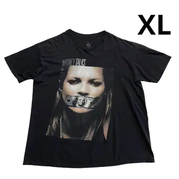 USA제 MONEY TALKS 포토 프린트 티셔츠 XL 블랙 달러 지폐