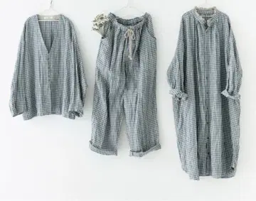 nest Robe 린넨 깅엄 테이퍼드 팬츠 네스트로브