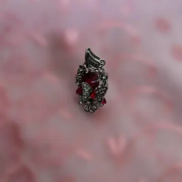 빈티지 꽃 모티브 반지 빨간색