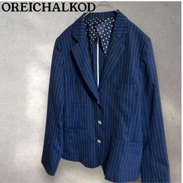 OREICHALKOS 스트라이프 패턴 테일러드 자켓 안감 도트 개성적