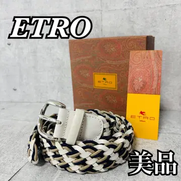 새상품급 ETRO 벨트 가죽 뜨개질 95 실버 버클 남성용 에트로