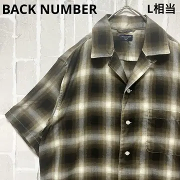 백넘버 반팔 옴브레 체크 셔츠 오픈 카라 M 섀도우