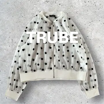 [새상품급] TRUBE 시어 도트 블루종 자켓 화이트