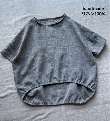 핸드메이드 뒷면이 긴 넉넉한 풀오버 벨기에 린넨 100% 기장 짧은