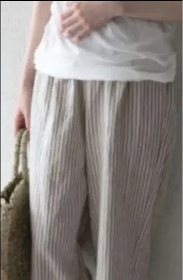 카구레 코튼 린넨 스트라이프 팬츠