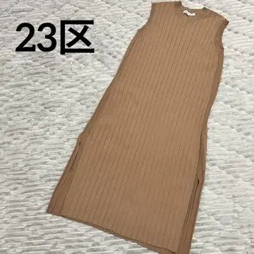 [ 23구 ] 슬리브리스 원피스 카멜 슬릿 리브