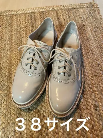 자라 zara 통굽 레이스업 슈즈 에나멜 핑크 베이지
