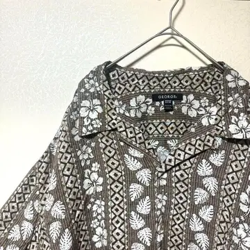 오버사이즈 A124 알로하 셔츠 보더 패턴 3XL 레이온