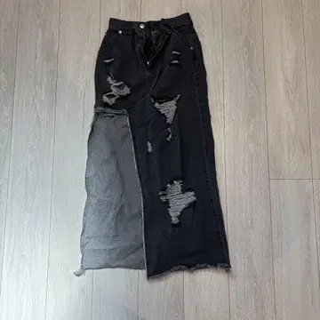 데미지 가공 슬릿 롱 스커트 O 사이즈 블랙
