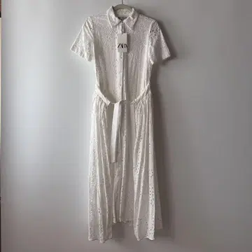 화이트 레이스 셔츠 원피스