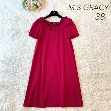 새상품급 M'S GRACY 2023년 프릴 옷깃 원피스 레드 38