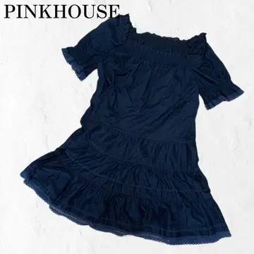 PINKHOUSE 핑크 반팔 튜닉 프릴 블랙 원피스