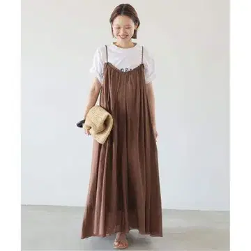 SLOBE IENA 코튼 거즈 개더 원피스