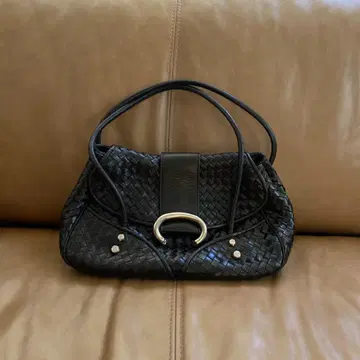 FRANCESCO BIASIA 블랙 땋은 가죽 숄더백