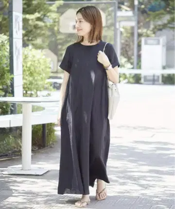 저널 스탠다드 린넨 하프 슬리브 맥시 플레어 원피스 38