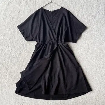 H&M 카슈쾨르 컷소 튜닉 미니 원피스 XS 블랙