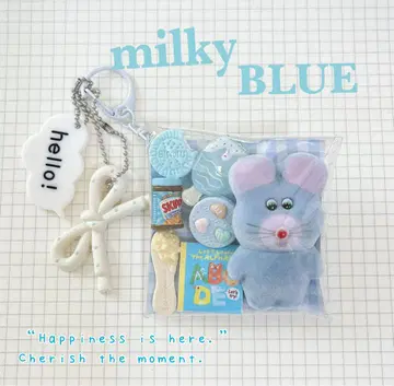 가챠  파우치 썸머 milkyBLUE 소다 컬러로 cafe에 가자