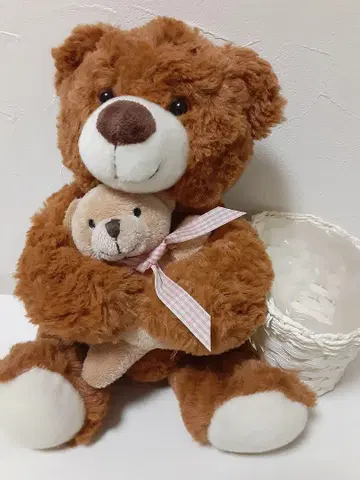 곰 봉제 인형 (바스켓 소품함 포함)