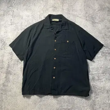 Caf Havana 실크 오픈 카라 셔츠 블랙 XL 무지 오픈 카라