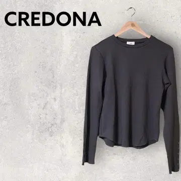 CREDONA 상의 그레이 심플 라운드 컷 밑단 여성용 긴팔