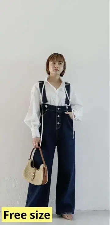 loose button-fly denim salopette