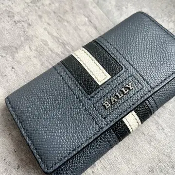 BALLY 발리 타르트스 발리 스트라이프 가죽 키케이스 네이비