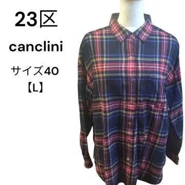 23구 칸크리니 긴팔 셔츠 체크 무늬 canclini 멀티 컬러 L