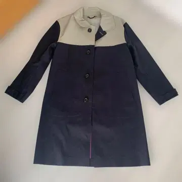 [새상품] 행콕 고무 인조 가죽 스텐카라 코트 블랙 x 그레이 36
