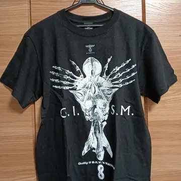 미사용 새상품 GISM 티셔츠 M SKULL WING 기즘 블랙
