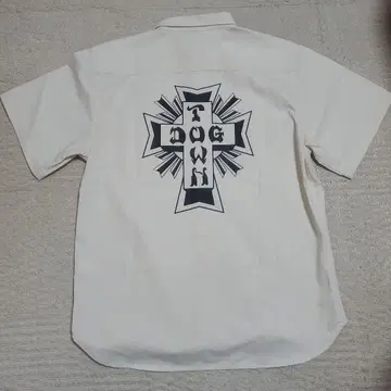 [새상품급] DOG TOWN 도그타운 반팔 워크 셔츠 크림색 XL