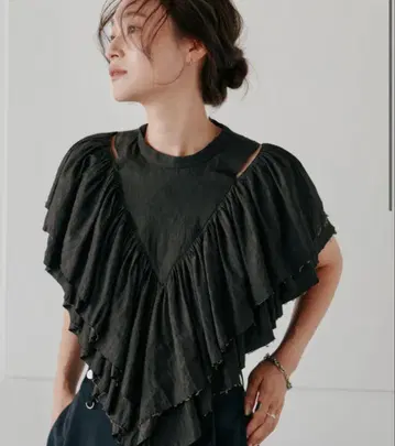 즉시 완판 Hella volume ruffle tops 차콜 그레이