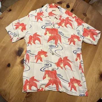 Toyo Aloha 금붕어 패턴 알로하 셔츠 Sun Surf