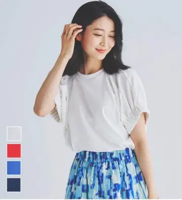 [새상품급] KEYUCA 케유카 스고나노 발수 슬리브 개더 T셔츠