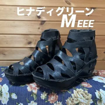 히나디그린 글래디에이터 샌들 부티 통굽 블랙 새상품급 M