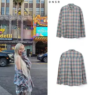 미야와키 사쿠라 착용 오버 사이즈 플란넬 체크 셔츠
