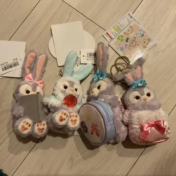 토끼 봉제 인형 스트랩 4개 세트
